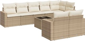 vidaXL Set canapele de grădină, 9 piese, cu perne, bej, poliratan