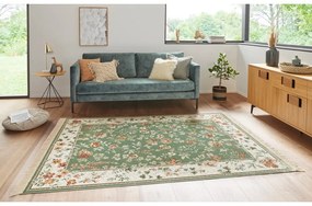Covor verde/crem din viscoză 95x140 cm Oriental – Nouristan