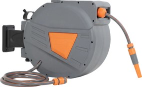Outsunny Bobină furtun retractabil 20+1,6 m cu duză 2 moduri, blocare automată, retragere controlată, suport, Portocaliu | Aosom Romania
