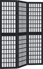 vidaXL Paravan de cameră cu 3 panouri, negru, lemn masiv paulownia