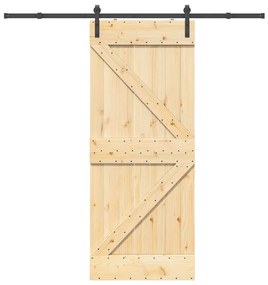 vidaXL Ușă glisantă cu set de feronerie 85x210 cm, lemn masiv de pin