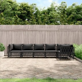 3186877 vidaXL Set mobilier de grădină, 6 piese, cu perne, antracit, oțel