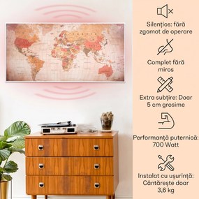 Klarstein Wonderwall Air Art Smart, încălzitor cu infraroșu, 120 x 60 cm, 700 W, aplicație, harta lumii