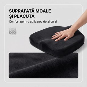 Perna ortopedica sezut memory foam cu ventilatie ORTO COCCIS Ventilation, husa catifea, fermitate normala