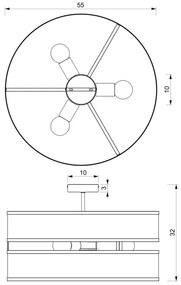 Lustră aplicată GLUM 3xE27/60W/230V neagră