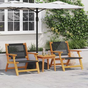 vidaXL Scaune de Grădină cu Masă 3 pcs Negru 45 x 45 x 40 cm