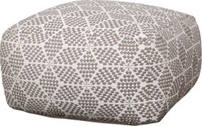 Puf pătrat din bumbac și fibre reciclate, maro și crem, cu model geometric în relief, 35 x 50 x 50 cm, „Lounge”