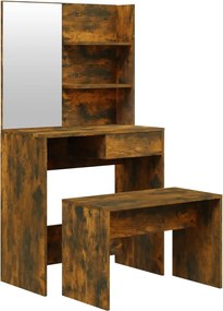 vidaXL Set măsuță de toaletă, stejar afumat, 74,5x40x141 cm