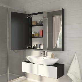 Dulap de baie suspendat Delia 80 negru + oglindă. 780227