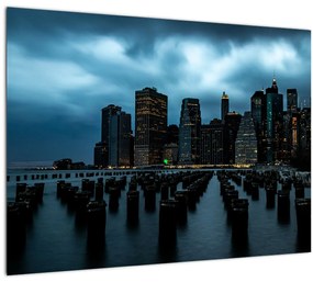 Tablou pe sticlă - Privire spre Zgârâie nori din New York (70x50 cm)