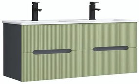Trent 120 dulap de baie inferior cu chiuvetă ceramică (4 sertare) gri antracit-verde fistic