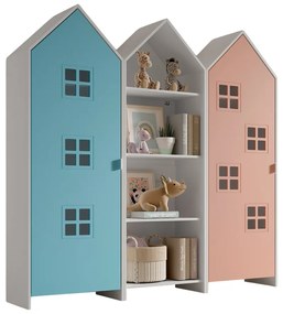 Set 3 dulapuri pentru copii Casami tip colibă de plajă – 1 deschis, 1 cu ușă Roz și 1 cu ușă Albastru – Vipack