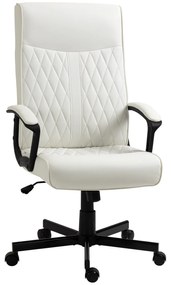 Vinsetto Scaun de Birou cu Spătar Înalt Înălțime Ajustabilă și Funcție de Înclinare 65x65x102-112,5 cm Crem | Aosom Romania