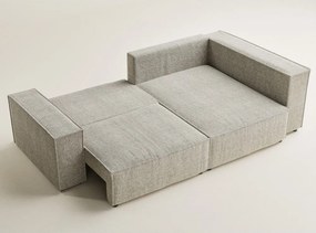 Colțar bej extensibil/cu spațiu de depozitare cu tapițerie din chenille (cu colț pe partea dreaptă/în formă de ”L”) Tonga – Maison de Rêve