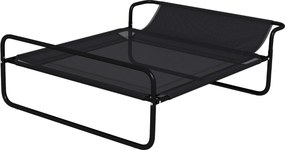 PawHut Pat Ridicat pentru Câini, Pat de Camping pentru Câini și Pisici cu Tetieră, Material Texteline Respirabil, pentru Interior și Exterior, 106 x 81 x 33 cm, Negru | Aosom Romania