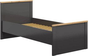 Cadru pat HESEN 90x200, gri grafit/stejar artisan, PAL