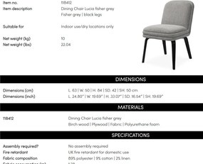 Scaun dining design LUX Lucia, Fisher grey