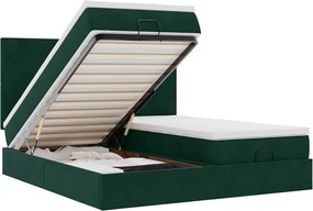 vidaXL Cadru de pat otoman cu saltele Verde închis 160x200cm catifea