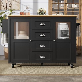 Insulă de bucătărie cu blat reglabil, Negru | Aosom Romania