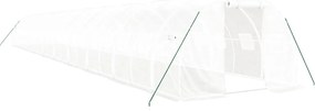 vidaXL Seră cu cadru din oțel, alb, 60 m², 20x3x2 m