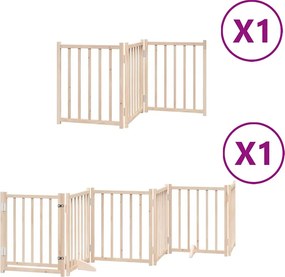vidaXL Poartă de câini pliabilă cu ușă, 9 panouri, 450 cm, lemn plop