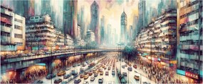 Tablou - Viața din marele oraș (120x50 cm)