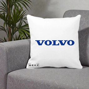 Perna Personalizata cu emblema Volvo, 40x40 cm, Alba Mata, Husa Detasabila, Perna Inclusa, BEKZ®