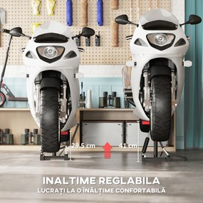 HOMCOM Cric Elevator Moto din Oțel, Capacitate 150 kg, Înălțime Reglabilă | Aosom Romania