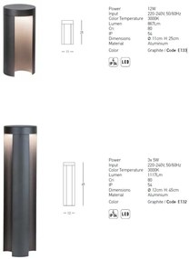 Stalp LED pentru iluminat exterior decorativ IP54 Nyah H-45cm