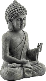Outsunny Statuie de Grădină, Sculptură Buddha Șezând din Oxid de Magneziu, Decorațiune Spirituală 32 x 23 x 51 cm, Gri Închis | Aosom Romania