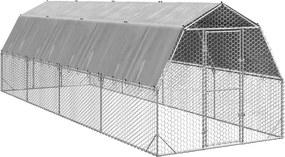 vidaXL Pui de găină cu acoperiș 2,5x8x2,25 m oțel galvanizat