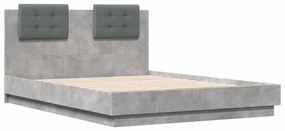 3209964 vidaXL Cadru de pat cu tăblie gri beton 120x190 cm lemn prelucrat