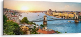 Tablou cu orașul Budapesta și râu (120x50 cm)