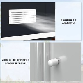 Magazie de Depozitare de 277x322x192cm din Metal pentru Unelte de Gradina cu Usi Glisante Duble, Gri Inchis Outsunny | Aosom RO