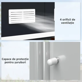 Magazie de Depozitare de 277x322x192cm din Metal pentru Unelte de Gradina cu Usi Glisante Duble, Gri Inchis Outsunny | Aosom RO