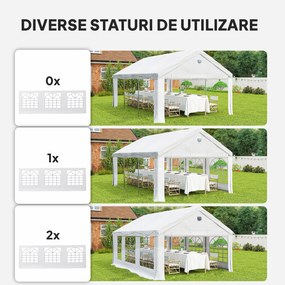 Outsunny Cort pentru Petreceri 4x6 m cu Ferestre și 4 Pereți Laterali Demontabili, din Oțel și PE, Alb | Aosom Romania