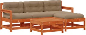 vidaXL Set de lounge pentru grădină 5 pcs Maro Ceară Lemn masiv de pin