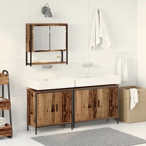 vidaXL Set de Mobilier pentru Baie 3 Piese Lemn Vechi din Lemn Compozit