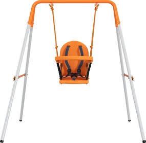 Outsunny Leagăn pentru Bebeluși Leagăn Grădină Exterior din Oțel cu Spătar Centură de Siguranță Sarcină 25 kg Portocaliu | Aosom Romania