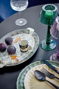Set 2 cești din ceramică cu decor floral și pasăre pictată manual, mâner în formă de aripă, 5x5 cm, "Hezha"