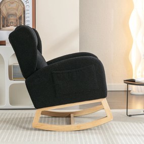 Scaun balansoar modern cu husă din material Teddy, Negru | Aosom Romania