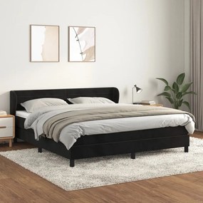 3127561 vidaXL Pat box spring cu saltea, negru, 160x200 cm, catifea