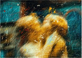 Tablou pe sticlă - Îngerii sărutăndu-se (70x50 cm)