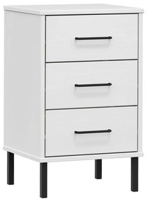 350978 vidaXL Noptieră cu picioare metalice „OSLO”, alb, lemn masiv pin