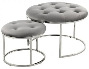 Set 2 tabureți tapițați Becky gri