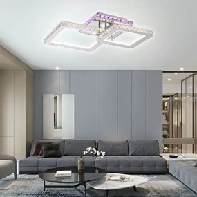 Lustra LED Cu Telecomanda, Elit's Cristal, 2 Patrate, Alb, 70W, RGB