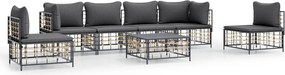 vidaXL Set mobilier de grădină cu perne, 7 piese, antracit, poliratan