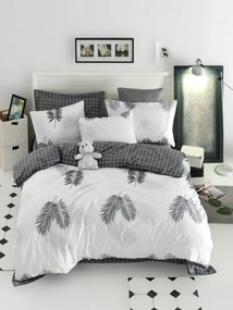 Set lenjerie pat PIPONG, alb/negru, bumbac/poliester, 200x220 cm, cu c