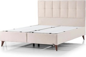 Pat OPTIMUM 160x200, stofa catifelata crem - Setra 105, cu somiera si