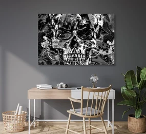 Tablou craniu de artă în design alb-negru